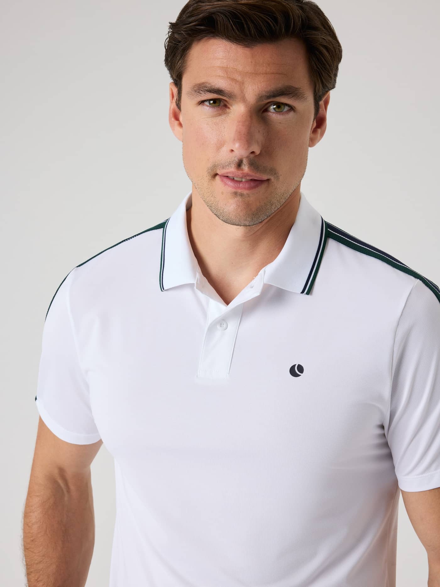 Björn Borg Ace Retro Polo Shirt in Brilliant White (White) featuring a tennis ball chest print and striped details. - Image 4