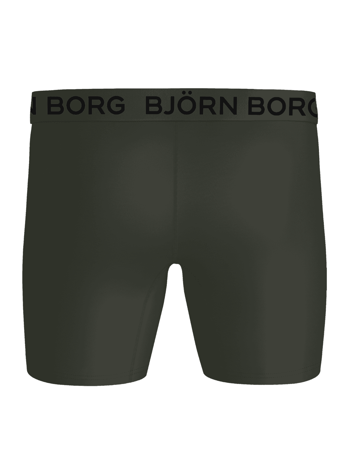 Back view of green Björn Borg Sports Microfiber Boxers 5-pack for training with a black logo on the waistband. - Image 3
