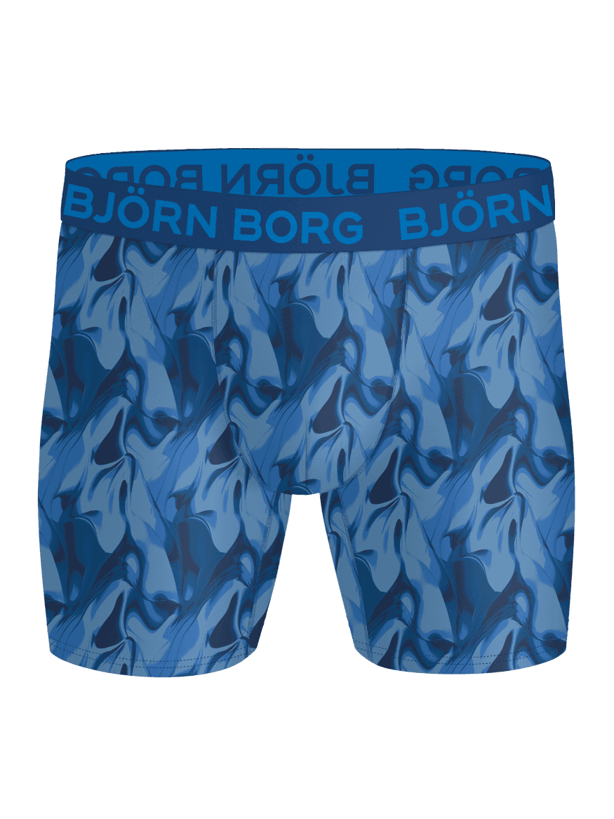 Sports Microfiber Boxers 5-pack boxer briefs featuring a blue and navy marble print and blue logo for training performance. - Image 5