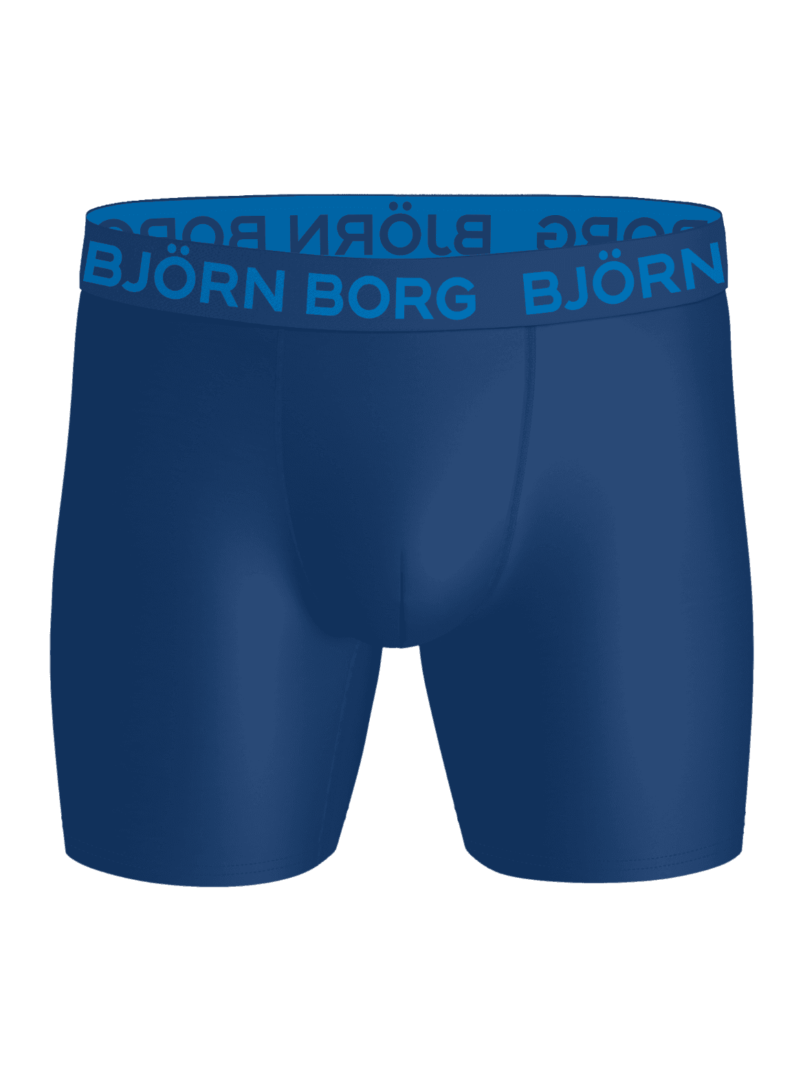 Navy Sports Microfiber Boxers 5-pack for men, featuring a blue logo waistband and performance quick-dry training fabric. - Image 2