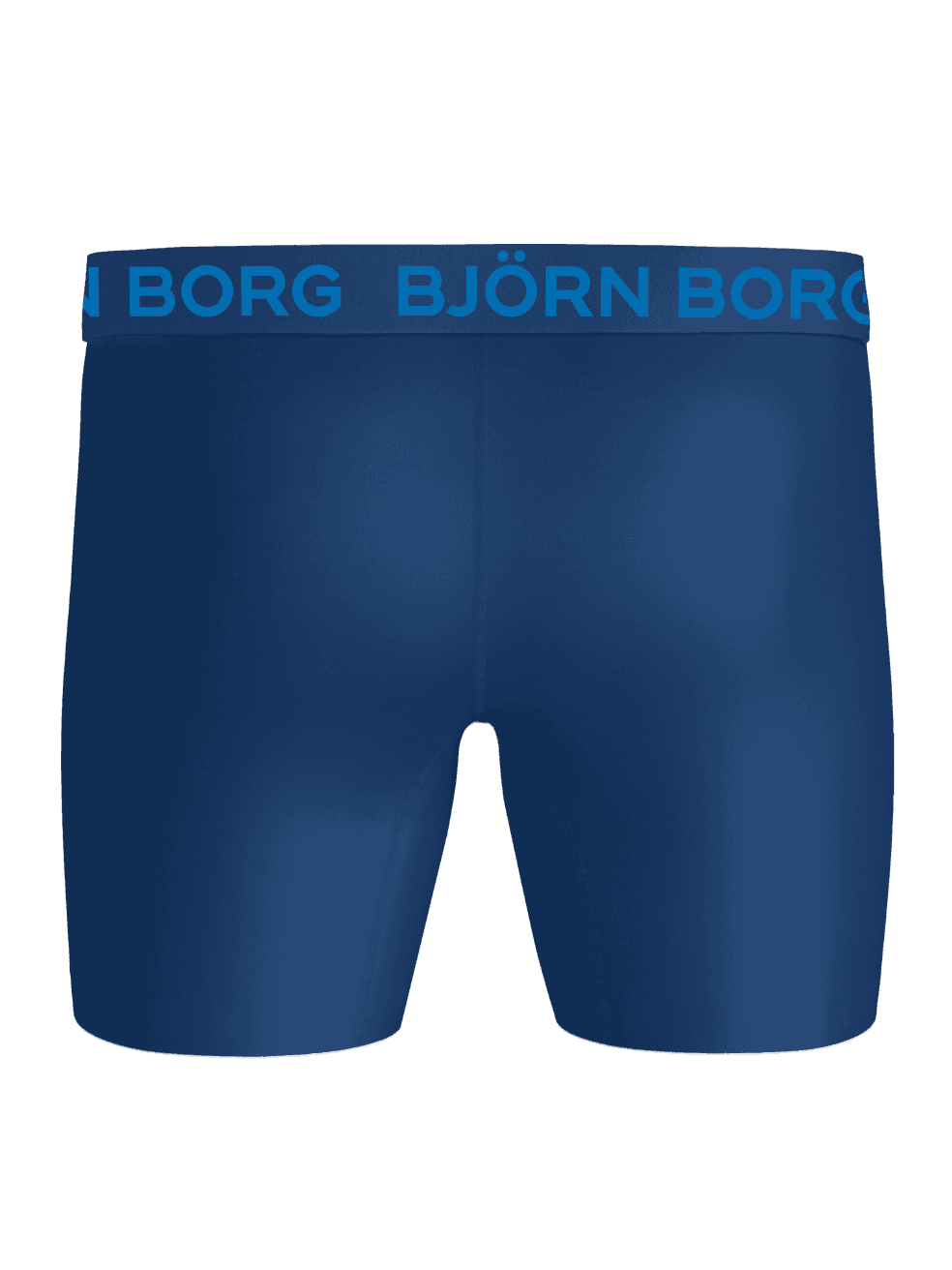 Back view of the navy Sports Microfiber Boxers 5-pack with a blue logo waistband and performance fabric for training. - Image 3