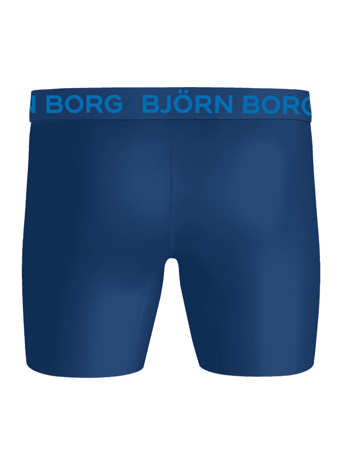 Sports Microfiber Boxers 5-pack i navy set bagfra med blåt logo på taljen og microfiber til træning. - Image 3