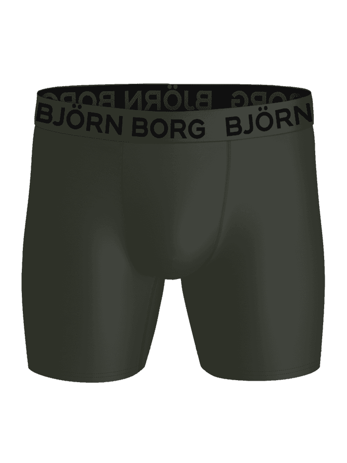 Sports Microfiber Boxers 5-pack i grøn til træning med sort Björn Borg-logo på elastikkanten. - Image 2