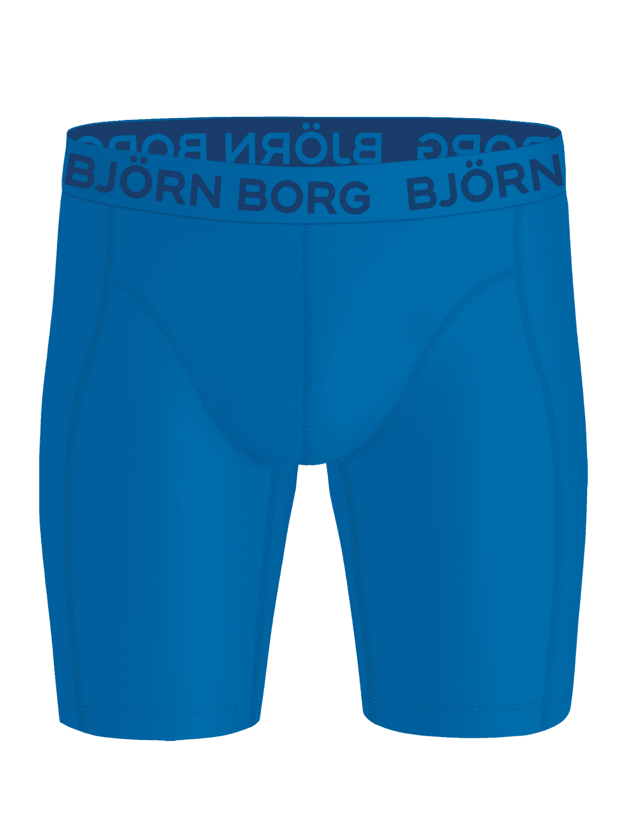Front view of the blue Sports Lightweight Long Leg Boxers 2-pack with a dark blue logo, quick-dry boxer briefs for training. - Image 2
