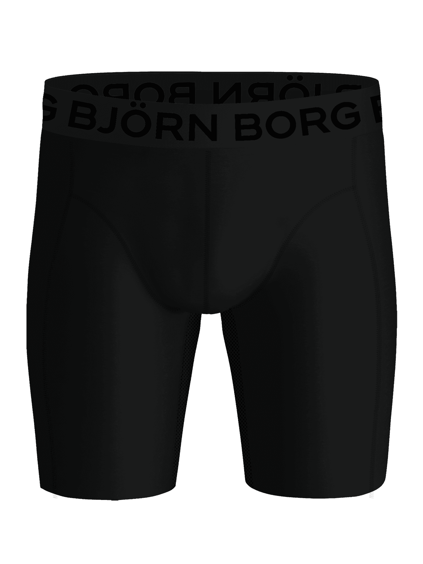 Front view of the black Sports Lightweight Long Leg Boxers 2-pack, performance boxer briefs designed for training. - Image 4
