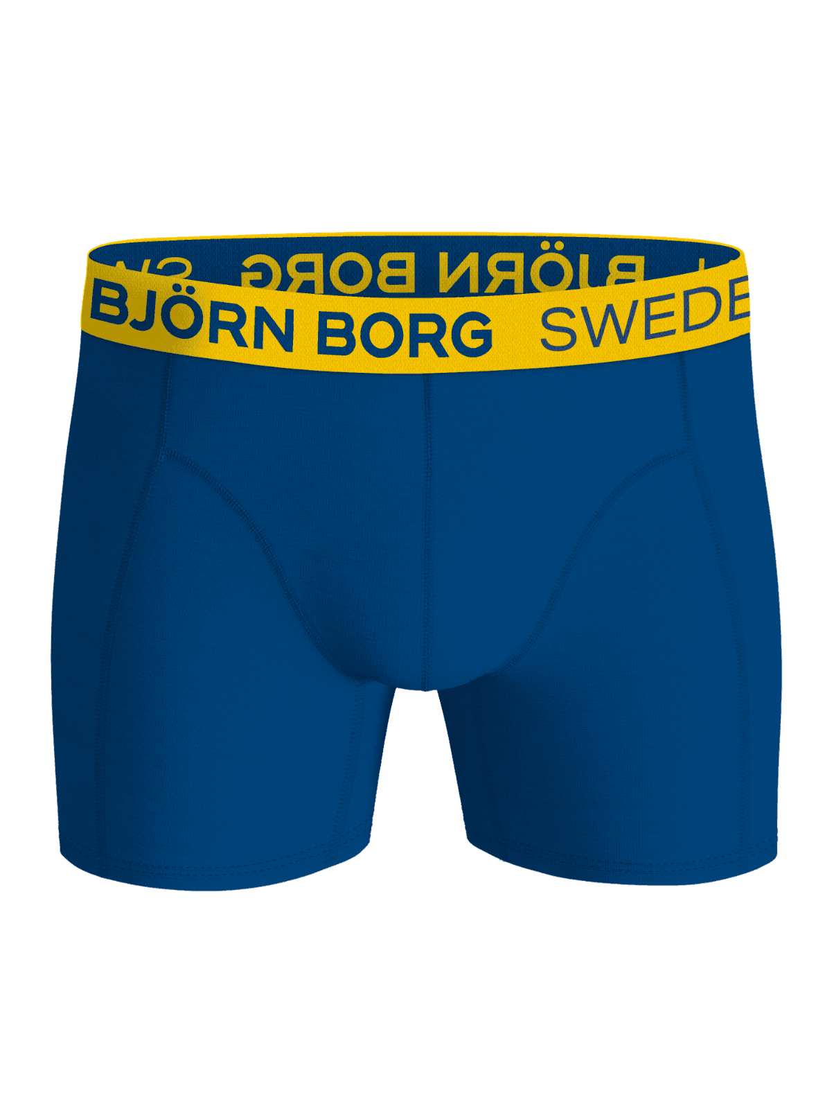 Cotton Stretch Boxers Sweden 3-pack blue boxer brief featuring a signature yellow logo waistband for a stylish fit. - Image 4