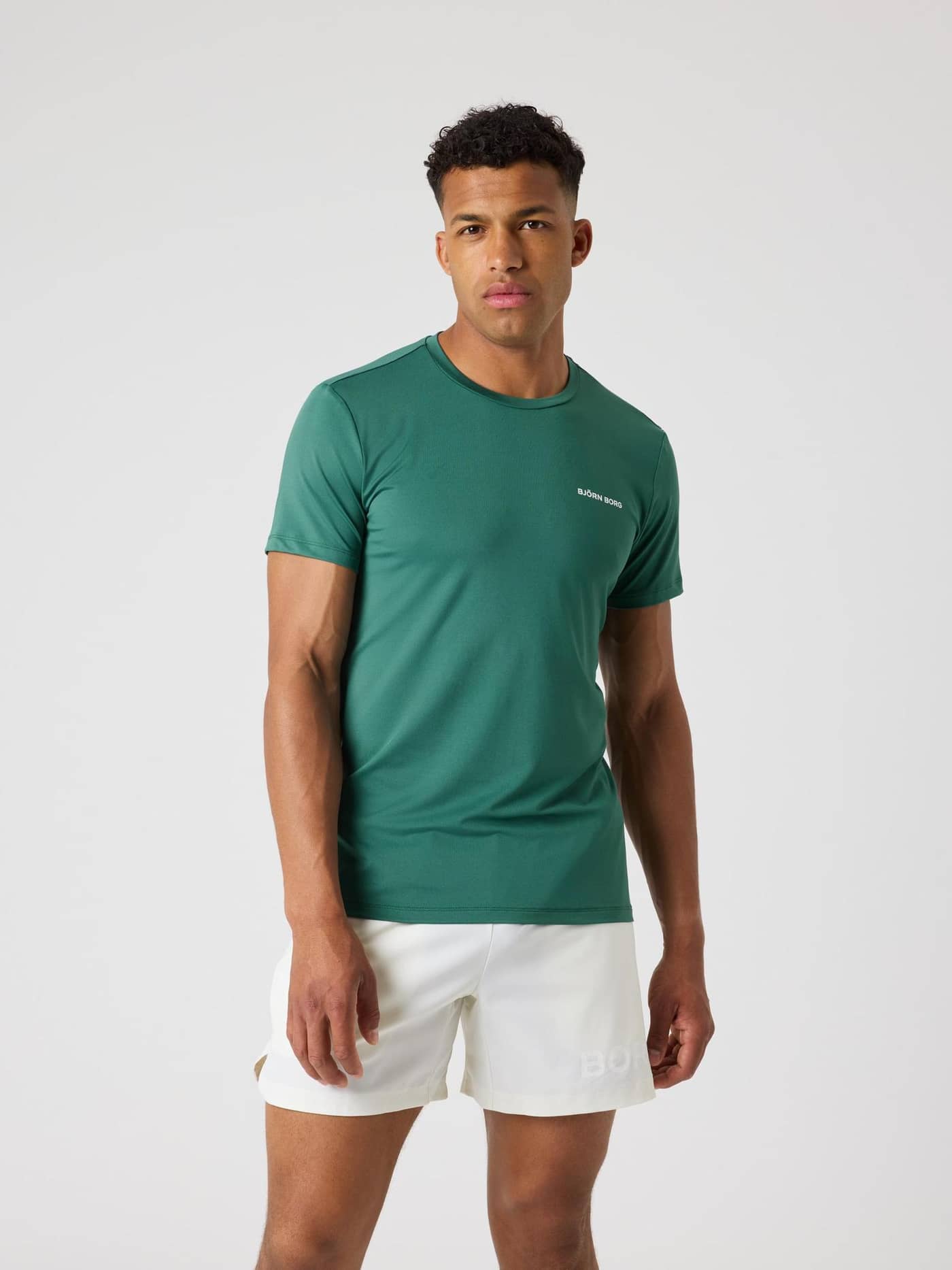 Borg Graphic T-Shirt i Mallard Green (Grøn) set forfra med hvidt logo til performancedrevet træning. - Image 2