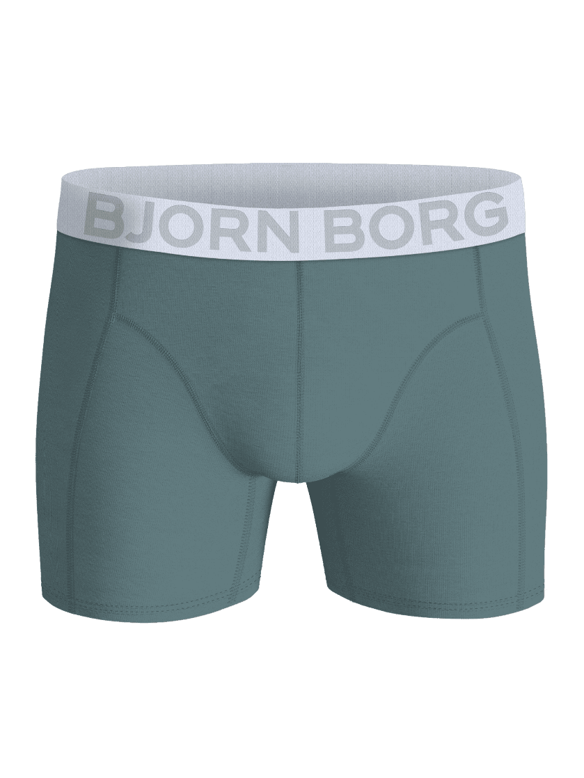 Vista frontal de Organic Cotton Stretch Boxers 2-pack en gris melange de algodón con la icónica cinturilla de Björn Borg. - Image 2