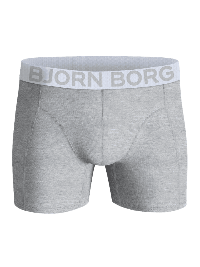 Organic Cotton Stretch Boxers 2-pack i grå melange bomuld med hvid linning og gråt Björn Borg-logo set forfra. - Image 4
