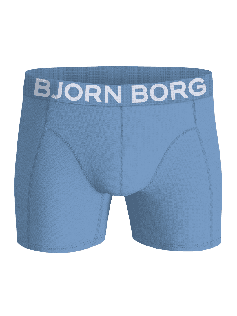 Organic Cotton Stretch Boxers 3-pack en azul con cinturilla con logo blanco y un ajuste funcional de algodón suave. - Image 2