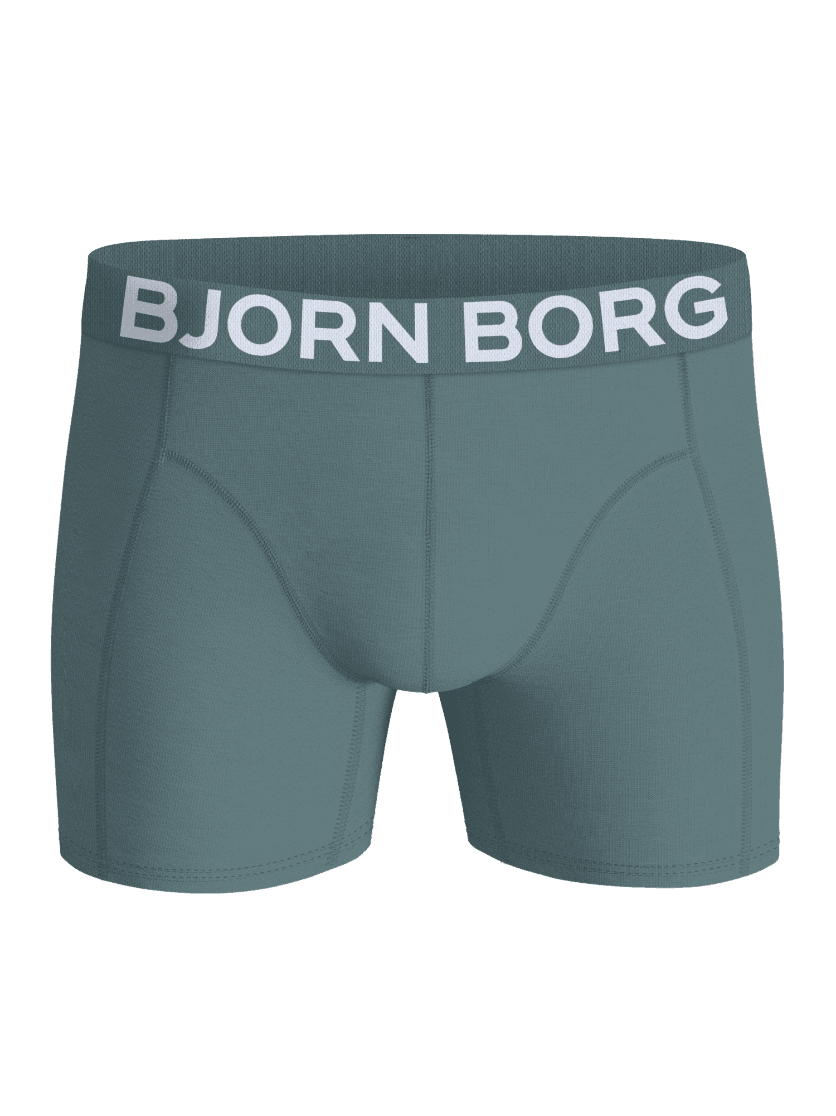 Vista frontal de los Organic Cotton Stretch Boxers 3-pack en azul con ajuste funcional y logo Björn Borg blanco. - Image 5