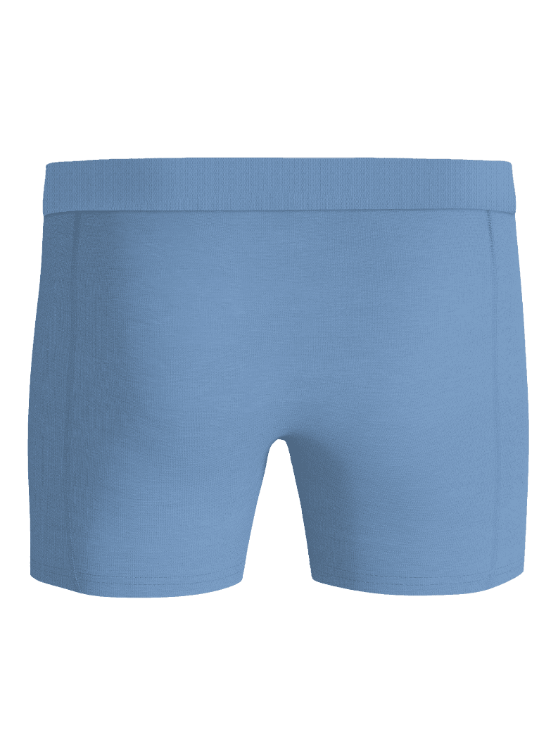 Vista posterior de los Organic Cotton Stretch Boxers 3-pack en azul con estilo funcional y un ajuste suave y seguro. - Image 3