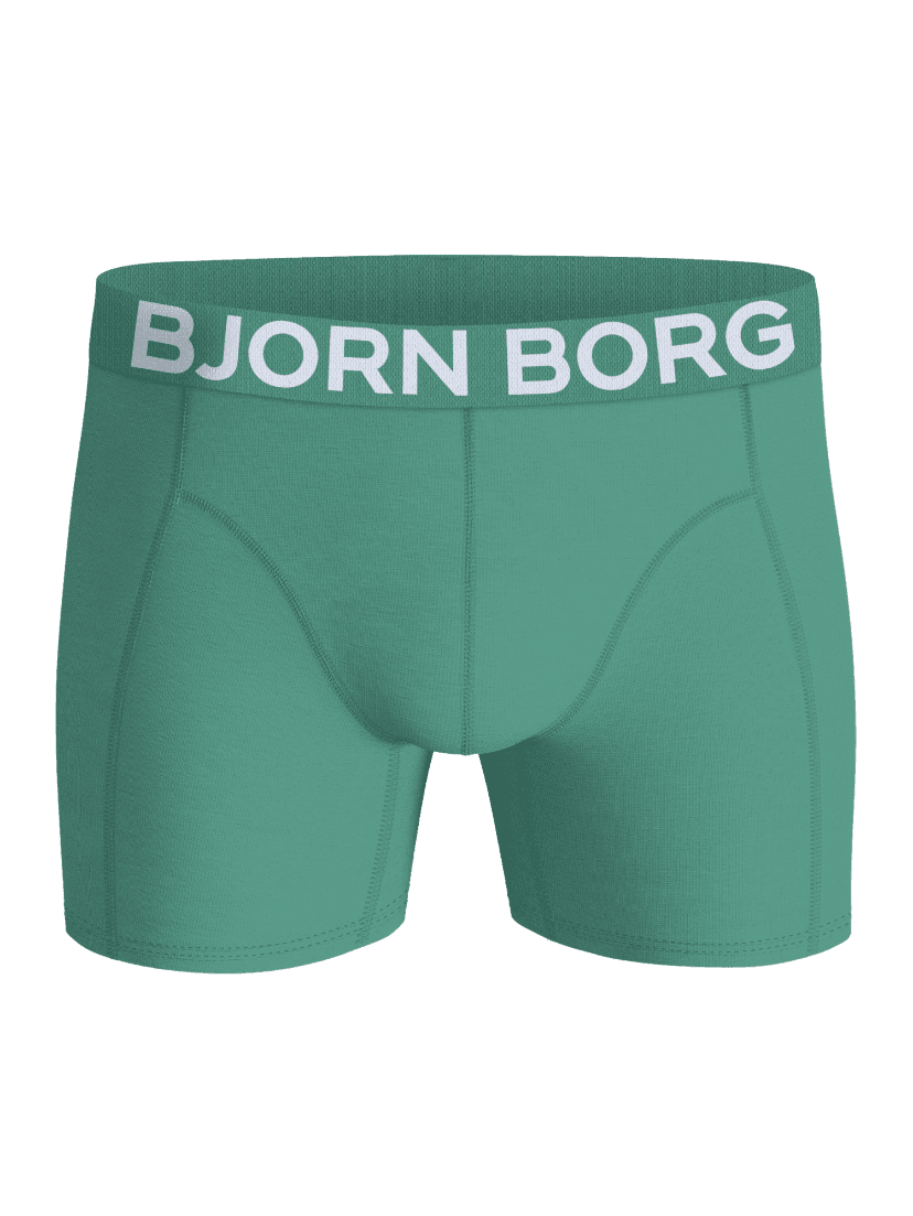 Vista frontal del Organic Cotton Stretch Boxers 3-pack en verde para hombre de algodón suave con logo blanco. - Image 3