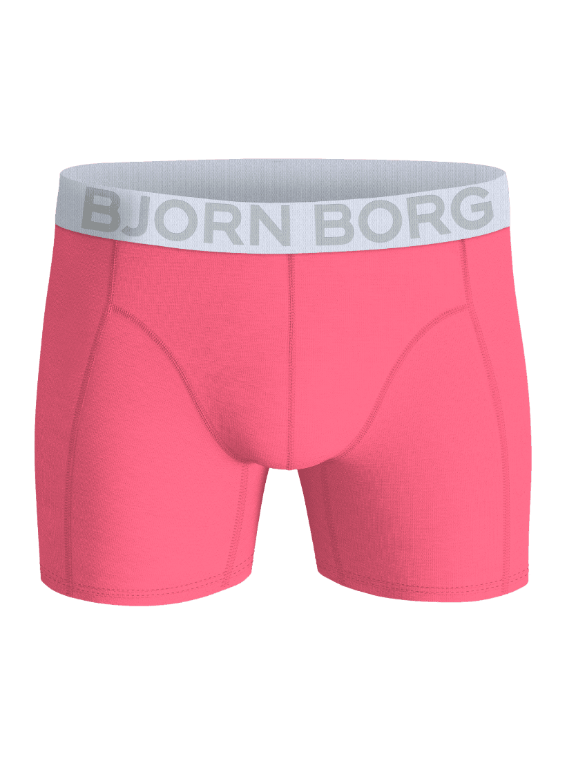 Vista frontal de los Organic Cotton Stretch Boxers 3-pack en rosa con logo gris y estilo funcional para hombre. - Image 4