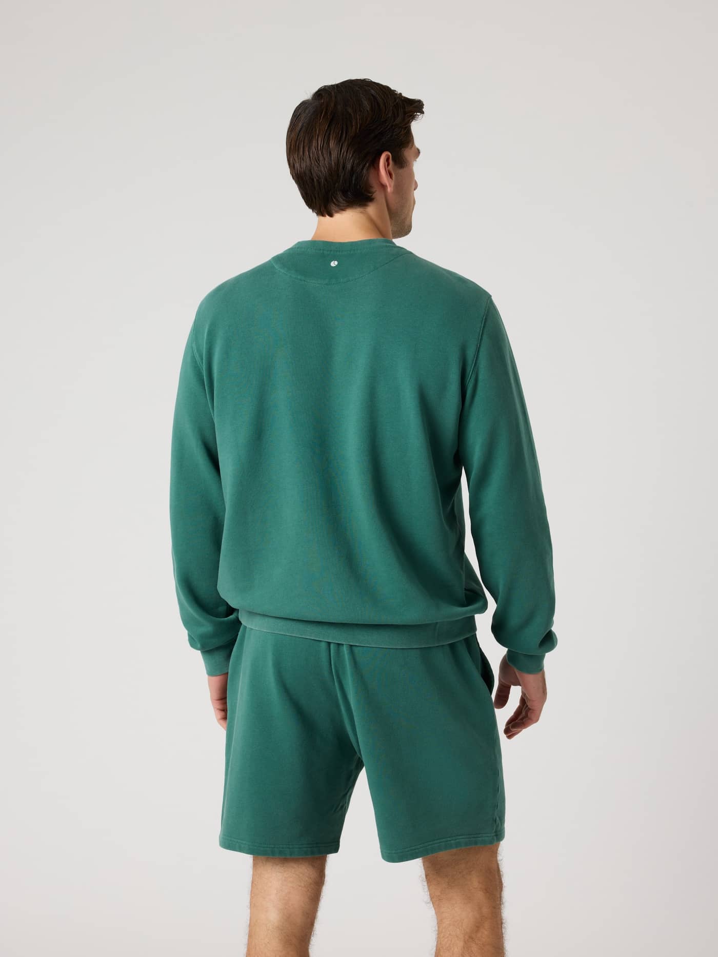 Vy bakifrån på Borg Classic Print Sweatshirt i Mallard Green (Grön) med regular fit och vitt tennisbollstryck i nacken. - Image 3