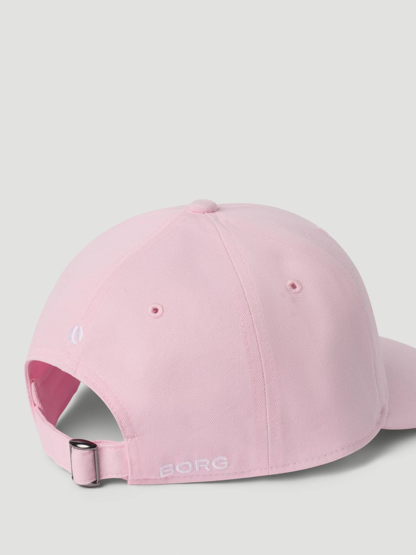 Back view of the Borg Signature Cap in Pink Lady (Pink), featuring an adjustable buckle, organic cotton, and tennis detail. - Image 2