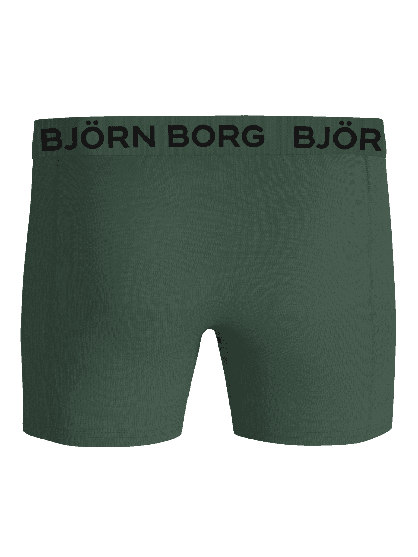 Vista frontal de Bamboo Cotton Blend Boxers 3-pack en verde para hombre con mezcla de bambú y logo negro. - Image 3