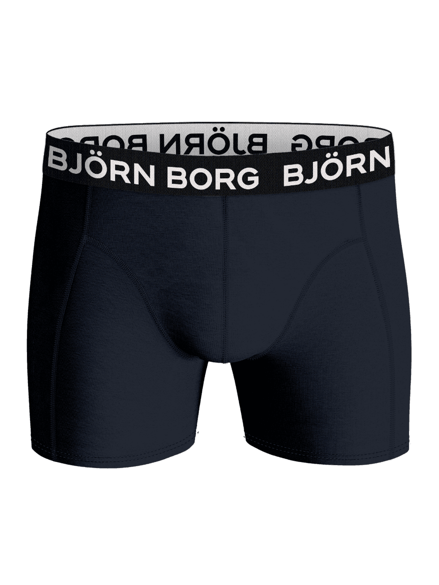 Front view of the Bamboo Cotton Blend Boxers 3-pack in navy, showcasing a soft bamboo blend and the iconic waistband. - Image 2