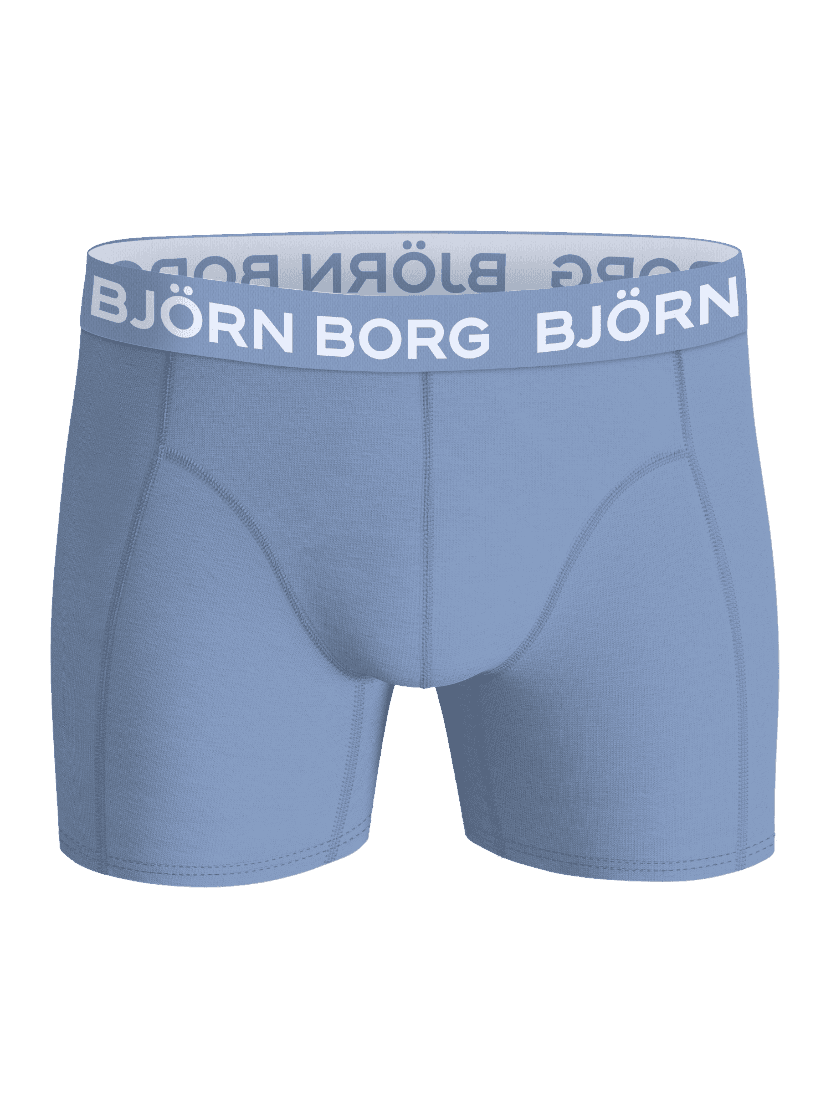 Front view of the blue Bamboo Cotton Blend Boxers 3-pack, featuring soft bamboo boxer briefs and an iconic logo waistband. - Image 5