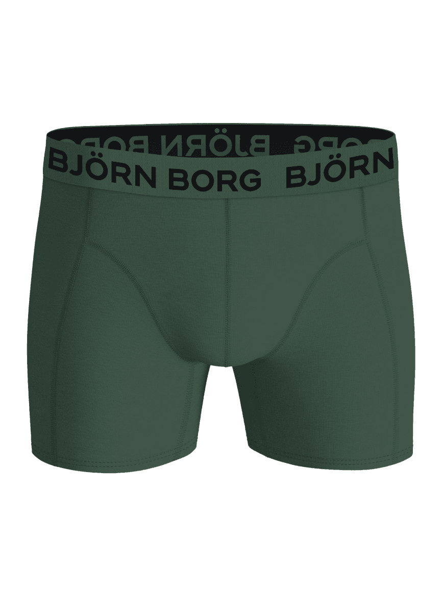 Vue de face du Bamboo Cotton Blend Boxers 2-pack vert en viscose de bambou avec logo Björn Borg noir sur la ceinture. - Image 4