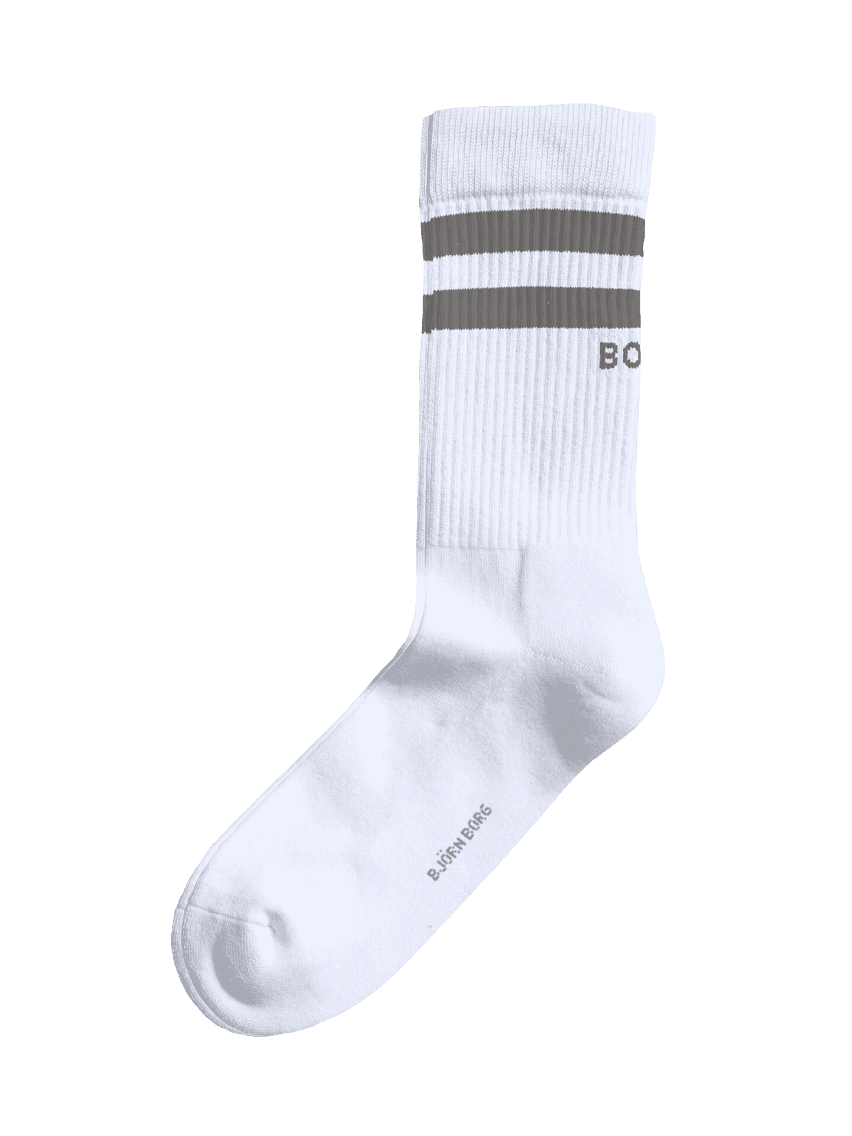 Classic Crew Socks 3-pack in white cotton blend with grey stripes and Björn Borg logos, with a ribbed cuff for a stylish fit. - Image 2