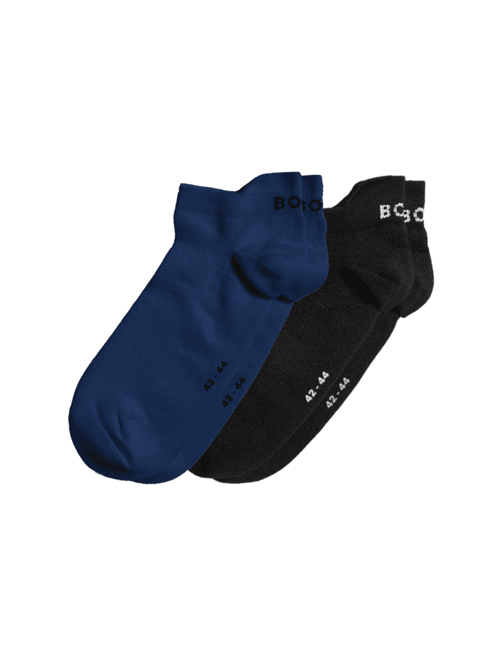 Sports Ankle Socks 2-pack in Schwarz und Blau aus recyceltem Polyamid für Training in der Gesamtansicht.