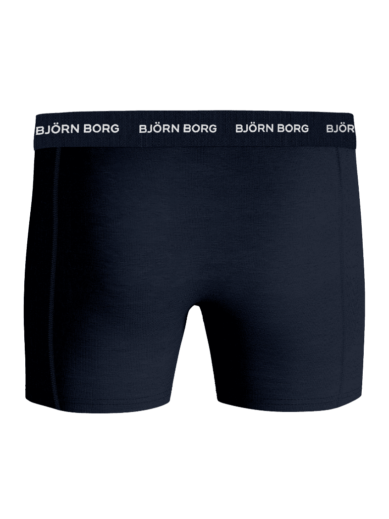 Marinblå Cotton Stretch Boxers 7-pack i bomullsstretch sedda framifrån med vit Björn Borg-logotyp på resåren. - Image 3