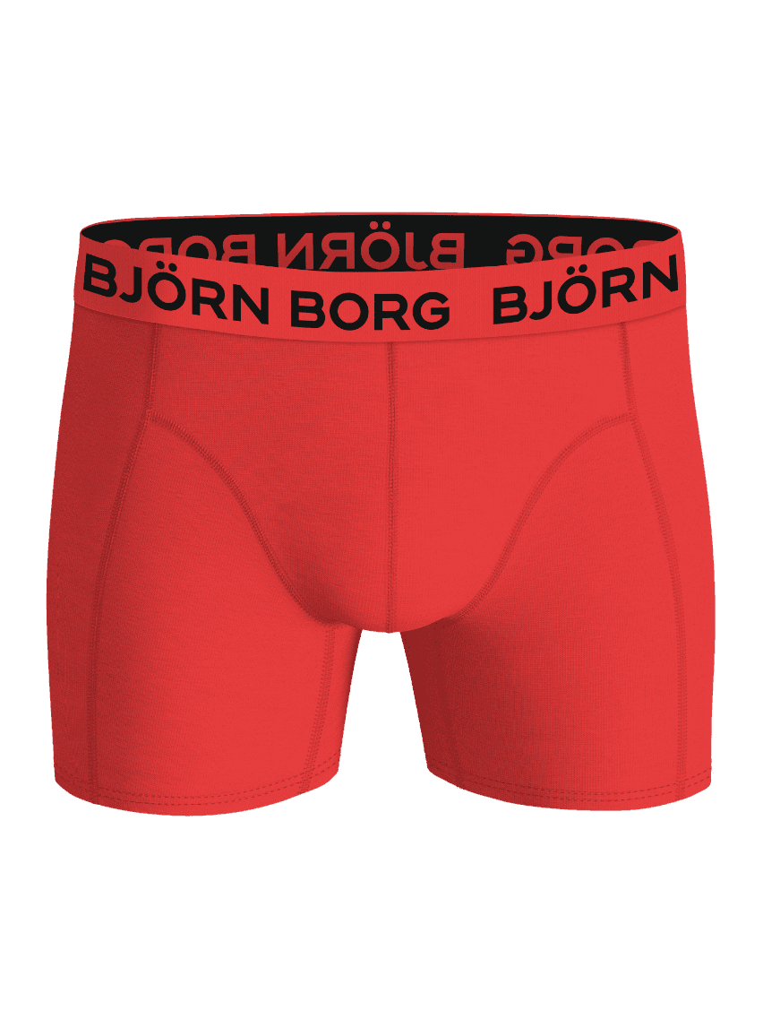Rode Cotton Stretch Boxers 5-pack voor heren van flexibel stretchkatoen met een zwart logo op de tailleband, vooraanzicht. - Image 2
