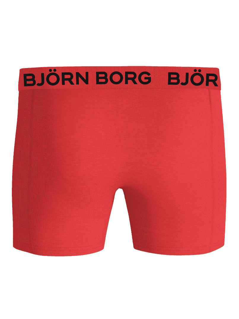 Björn Borg Cotton Stretch Boxers 5-pack in Rood voor heren, achteraanzicht met een zwarte logo-tailleband. - Image 3