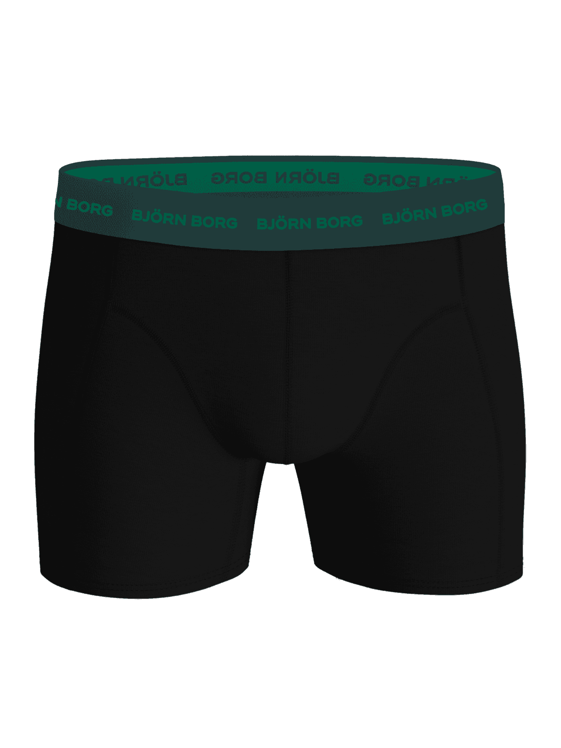 Zwarte Cotton Stretch Boxers 5-pack van functioneel stretchkatoen met een groene tailleband, vooraanzicht. - Image 4