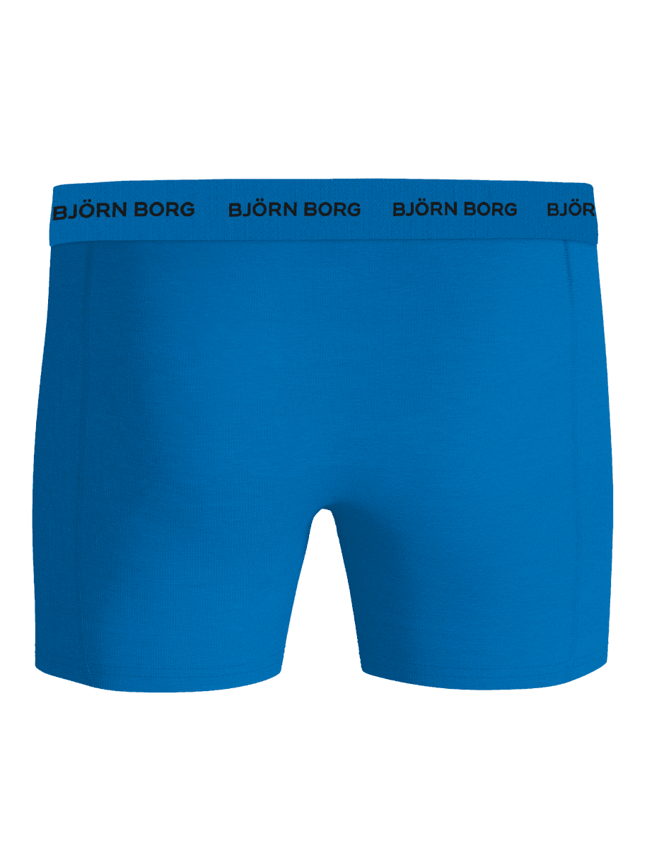 Front view of the blue Cotton Stretch Boxers 5-pack, soft cotton stretch boxer briefs with an iconic logo waistband. - Image 3