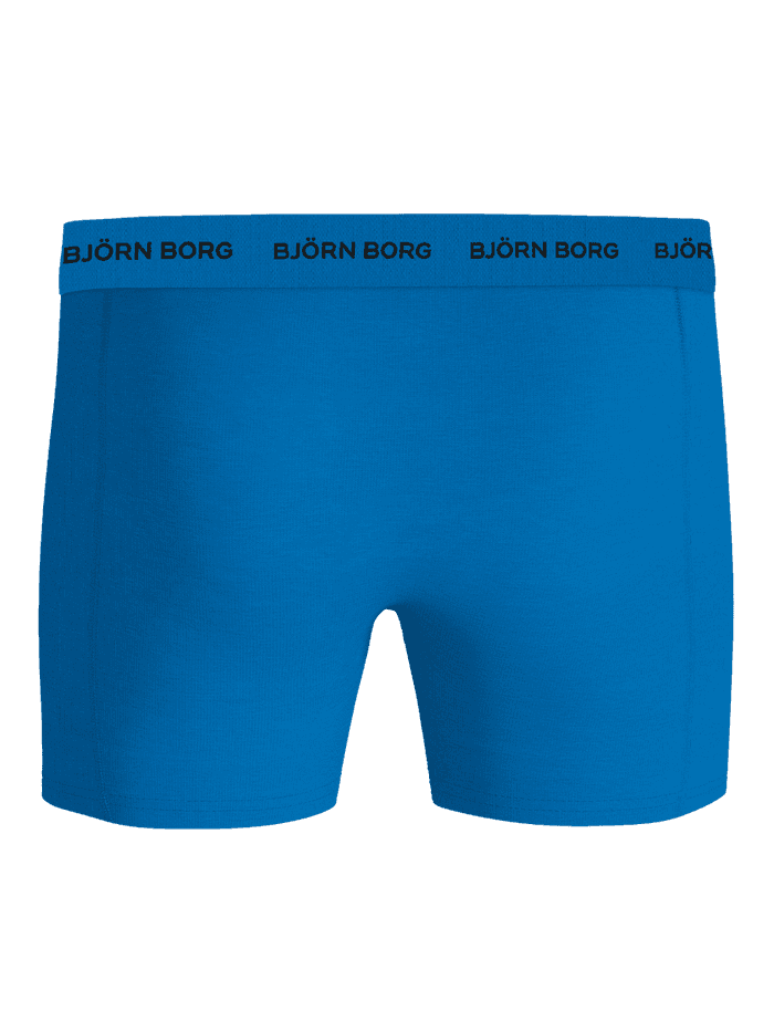 Cotton Stretch Boxers 5-pack i blå set forfra i blød bomuldsstretch med ikonisk linning og sort Björn Borg-logo. - Image 3