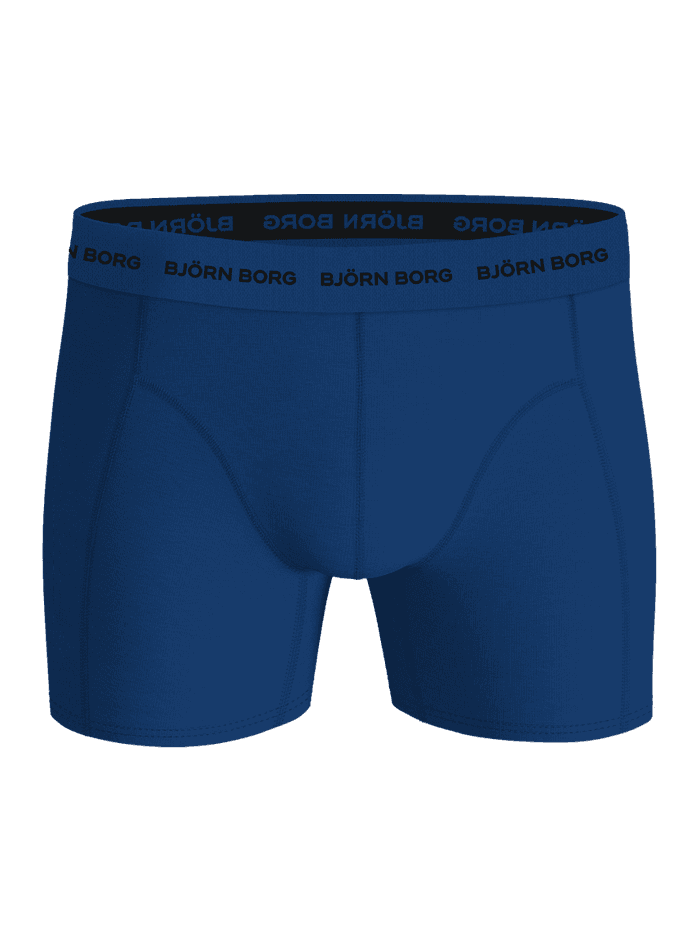 Cotton Stretch Boxers 5-pack i blå bomuldsstretch set forfra med sort logo på Björn Borg-linningen. - Image 4