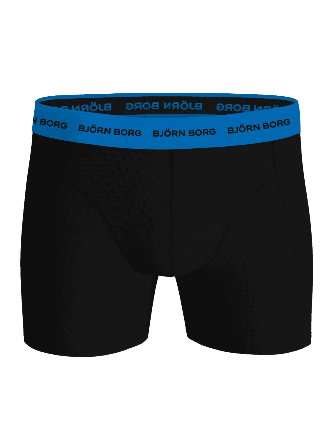 Vooraanzicht van de zwarte Cotton Stretch Boxers 5-pack met blauwe logo-tailleband en een functionele stijl voor heren. - Image 2