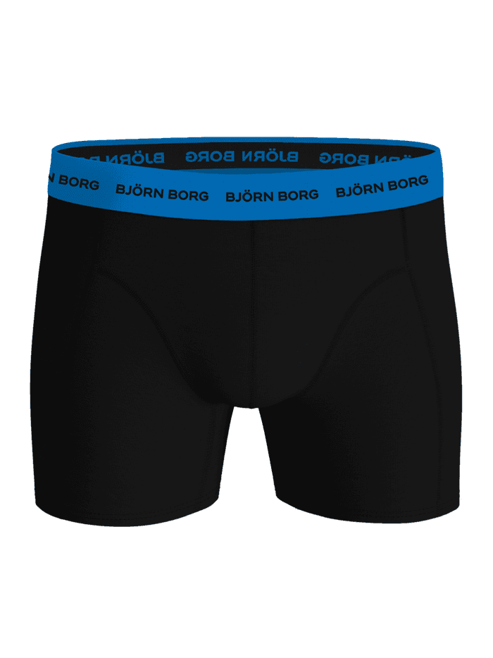 Cotton Stretch Boxers 5-pack i sort set forfra med blå logolinning og funktionelt design i blød bomuldskvalitet. - Image 2