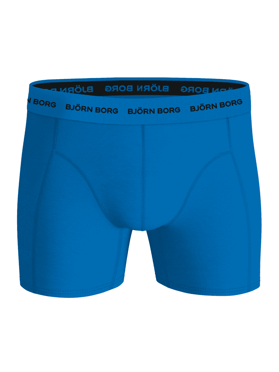 Front view of the Cotton Stretch Boxers 5-pack in blue for men, featuring a black logo on the waistband. - Image 2