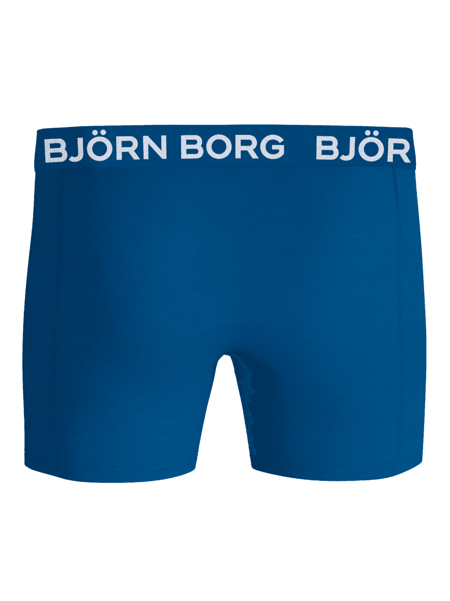 Cotton Stretch Boxers 3-pack en azul de algodón elástico con la icónica cinturilla y logotipo blanco. - Image 3