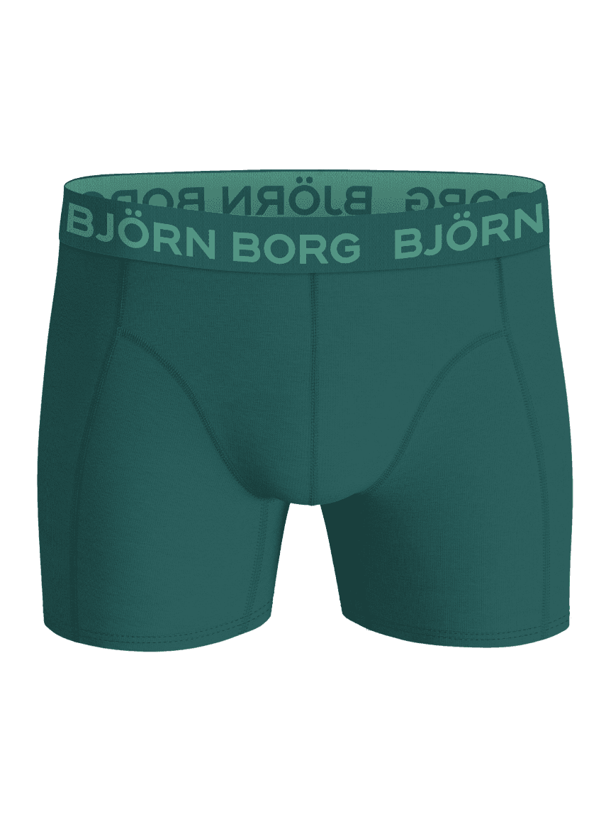 Gröna Cotton Stretch Boxers 5-pack för barn sedda framifrån med en ljusgrön logoresår i midjan. - Image 2