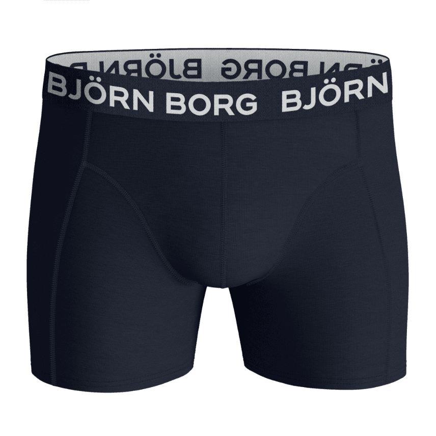 Björn Borg Cotton Stretch Boxers 5-pack i marinblå bomull för barn sedda framifrån med en ikonisk logoresår. - Image 4