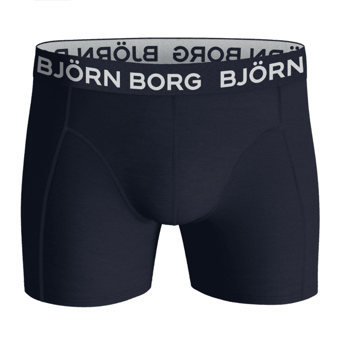 Björn Borg Cotton Stretch Boxers 5-pack voor kids in marineblauw met iconische logotailleband in vooraanzicht. - Image 4