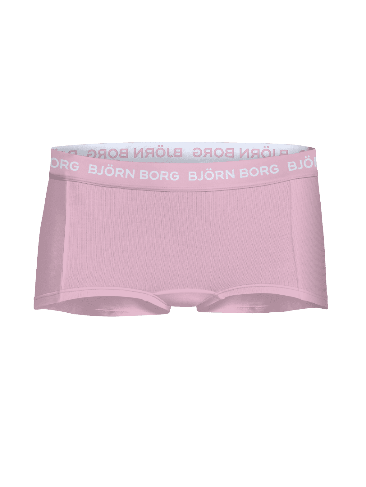 Rosa Cotton Stretch Boxers Shorts 5-pack för kids framifrån med vit logotyp på rosa resår och mjuk passform. - Image 2