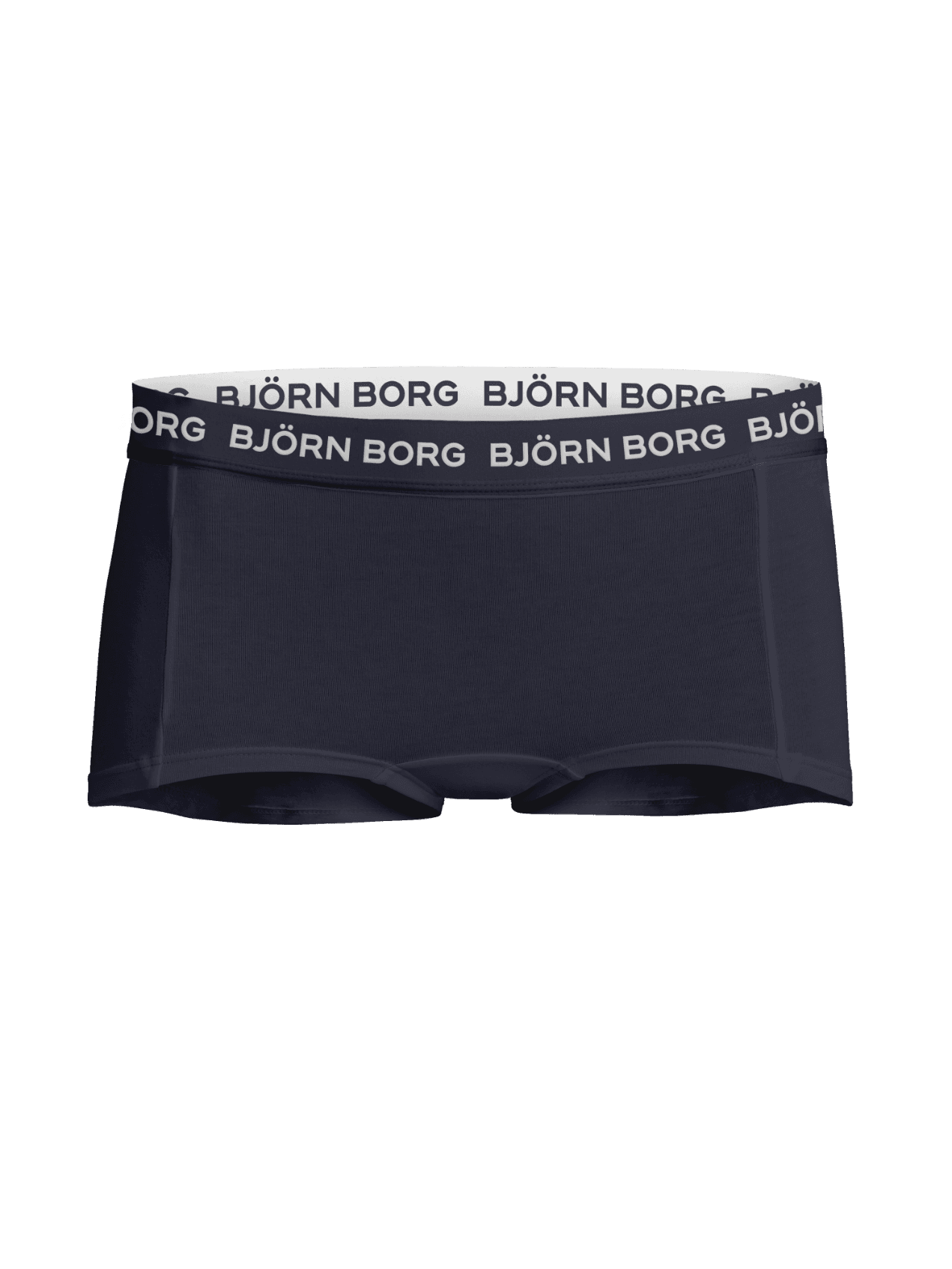 Frontvy av marinblå Cotton Stretch Boxers Shorts 5-pack för kids med ikonisk Björn Borg-resår. - Image 3