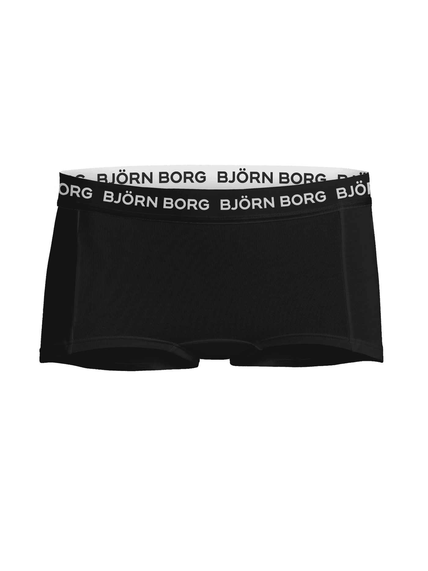 Svarta Cotton Stretch Logo Boxers Shorts 3-pack för barn sedda framifrån med svart logotyp på en vit resår. - Image 2