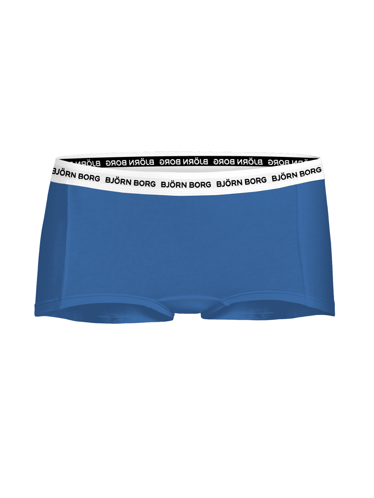 Blå Björn Borg Cotton Stretch Logo Boxers Shorts 3-pack för kids sedda framifrån med vit logotyp på resåren. - Image 3