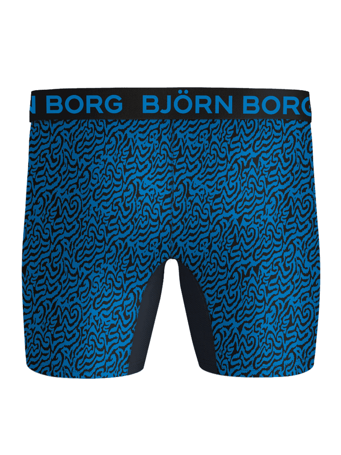Sports Lightweight Boxers 2-pack voor kids in een blauwe en zwarte print met blauw logo voor training. - Image 3