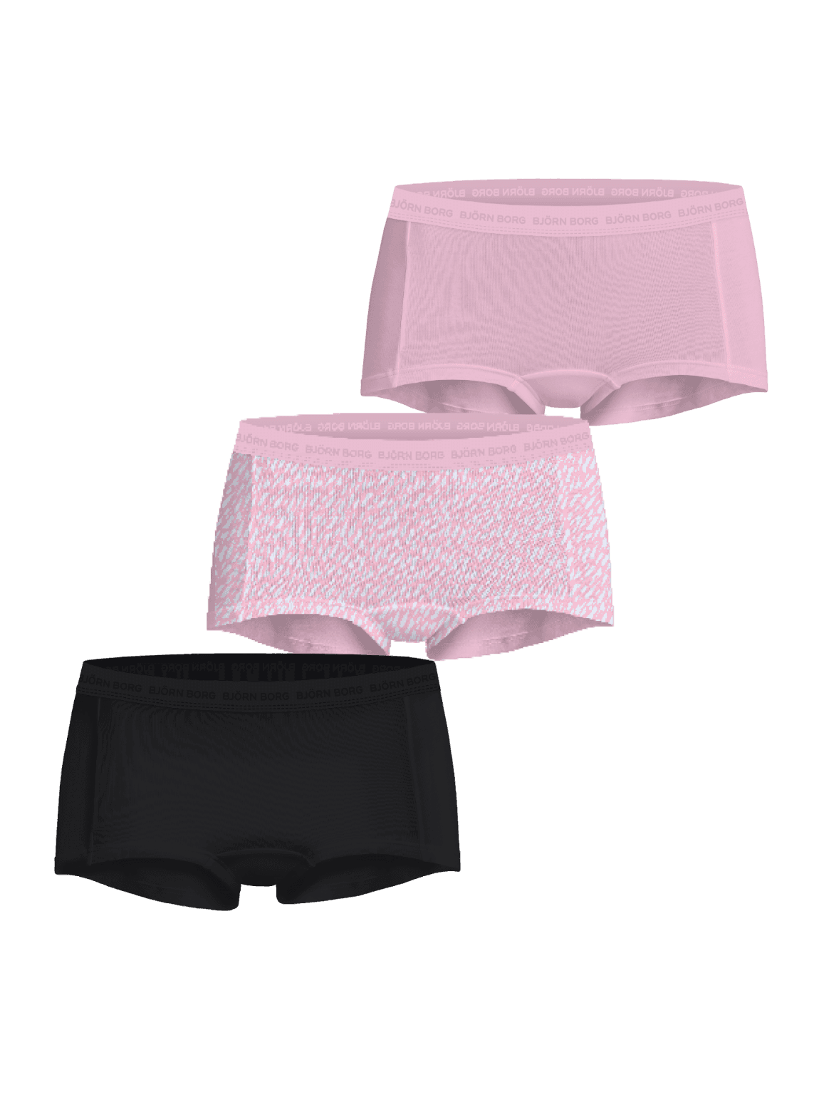 Everyday Cotton Boxers Shorts 3-pack in roze, print en zwart van biologisch katoen met stijlvolle fit en ton-sur-ton logo's. - Image 1