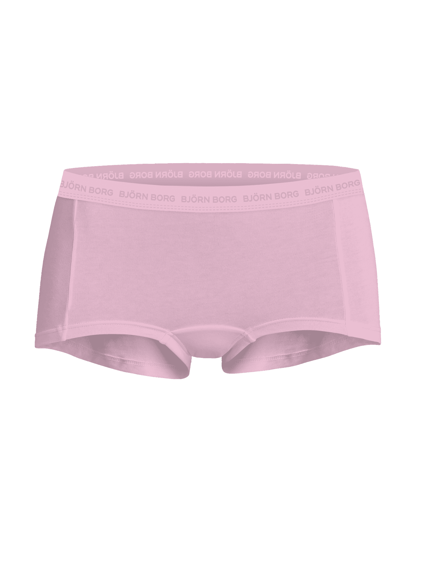 Front view of the pink Björn Borg Everyday Cotton Boxers Shorts 5-pack featuring a logo waistband and organic cotton fit. - Image 4