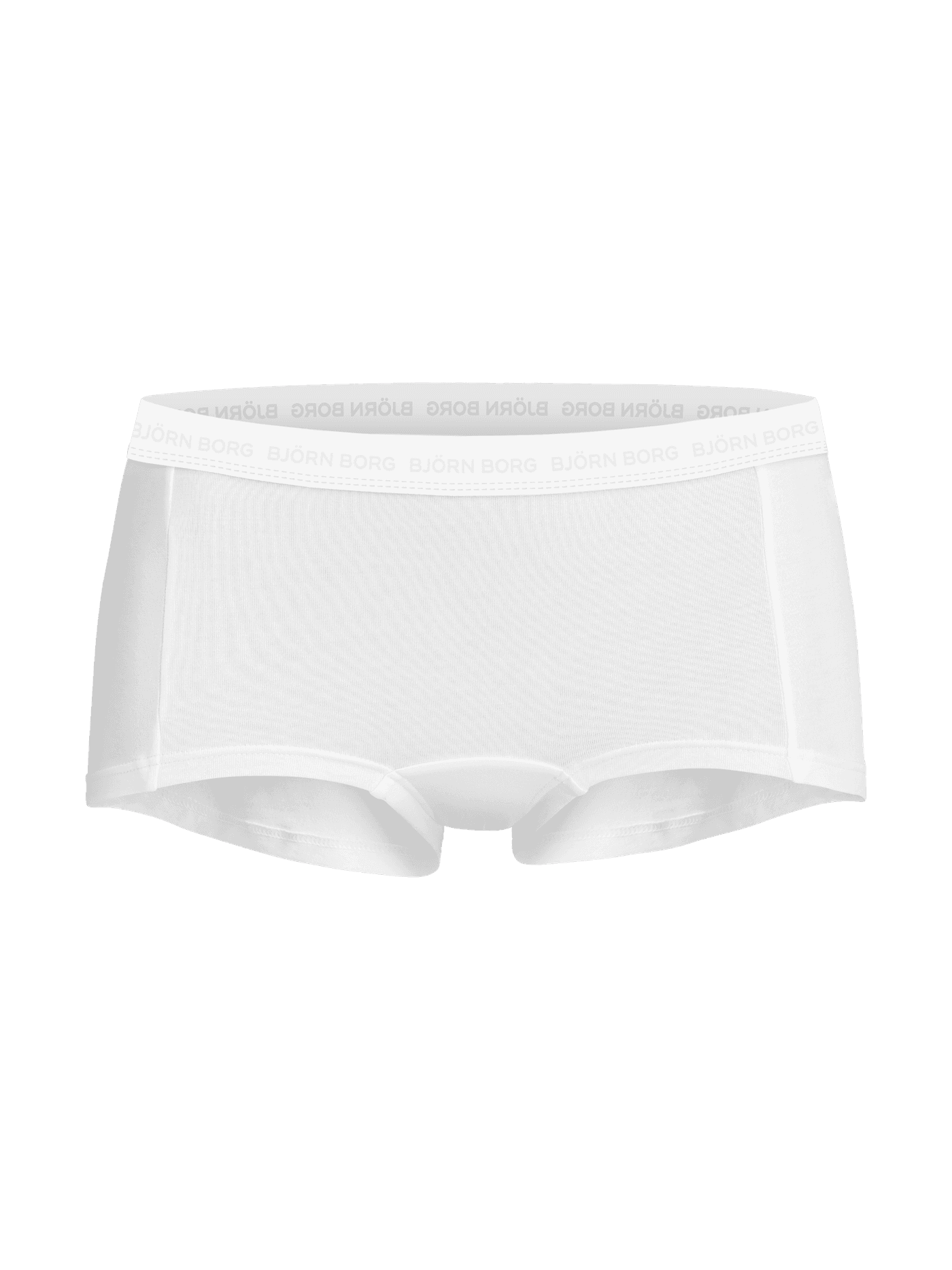 Front view of white Everyday Cotton Boxers Shorts 5-pack for women, featuring a stylish mid-rise fit and logo waistband. - Image 5