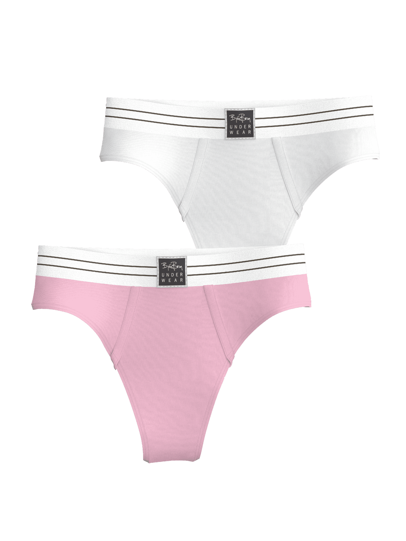 Original Thongs 2-pack für Damen in Weiß und Rosa aus Bio-Baumwolle mit mittlerer Leibhöhe und schwarzem Logo. - Image 1