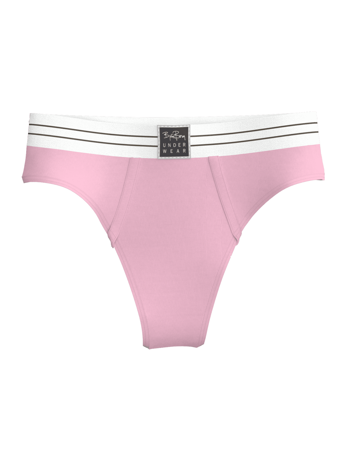 Roze en witte Original Thongs 2-pack van biologisch katoen met een flatterende fit en gestreepte tailleband, vooraanzicht. - Image 3